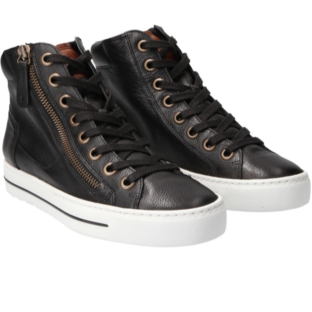 High top leather sneaker. Black Leather.  Never used
